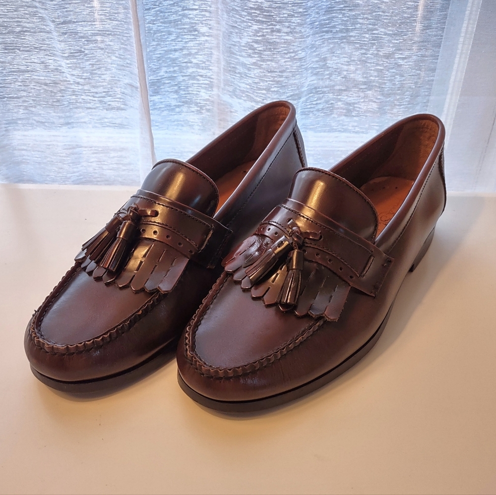 French Shriner Burgundy Tassel Loafers Men's 9W - Picture 3 of 8